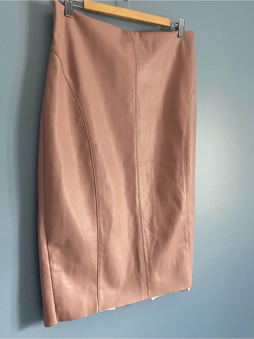 Express Faux Leather Midi Pencil Skirt in Dusty Rose